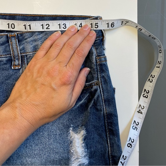 John John distressed 90s inspired 100%cotton denim jean skirt women's size Small - Picture 10 of 11